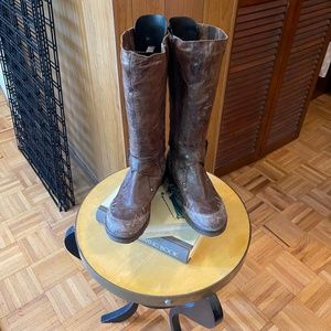 Soft Brown Leather Knee High Boots Fur Lining
